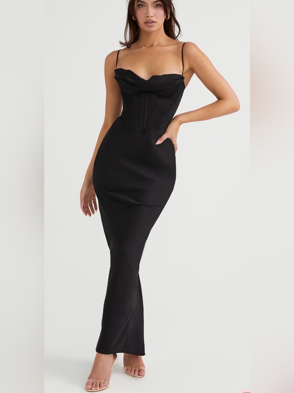 House of CB Black Sculpted Corset Maxi Dress
